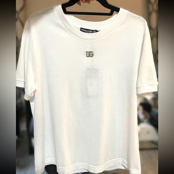 BNWT! Dolce & Gabbana Jersey T-shirt With Crystal Embellished Iconic Logo - Picture 6 of 10